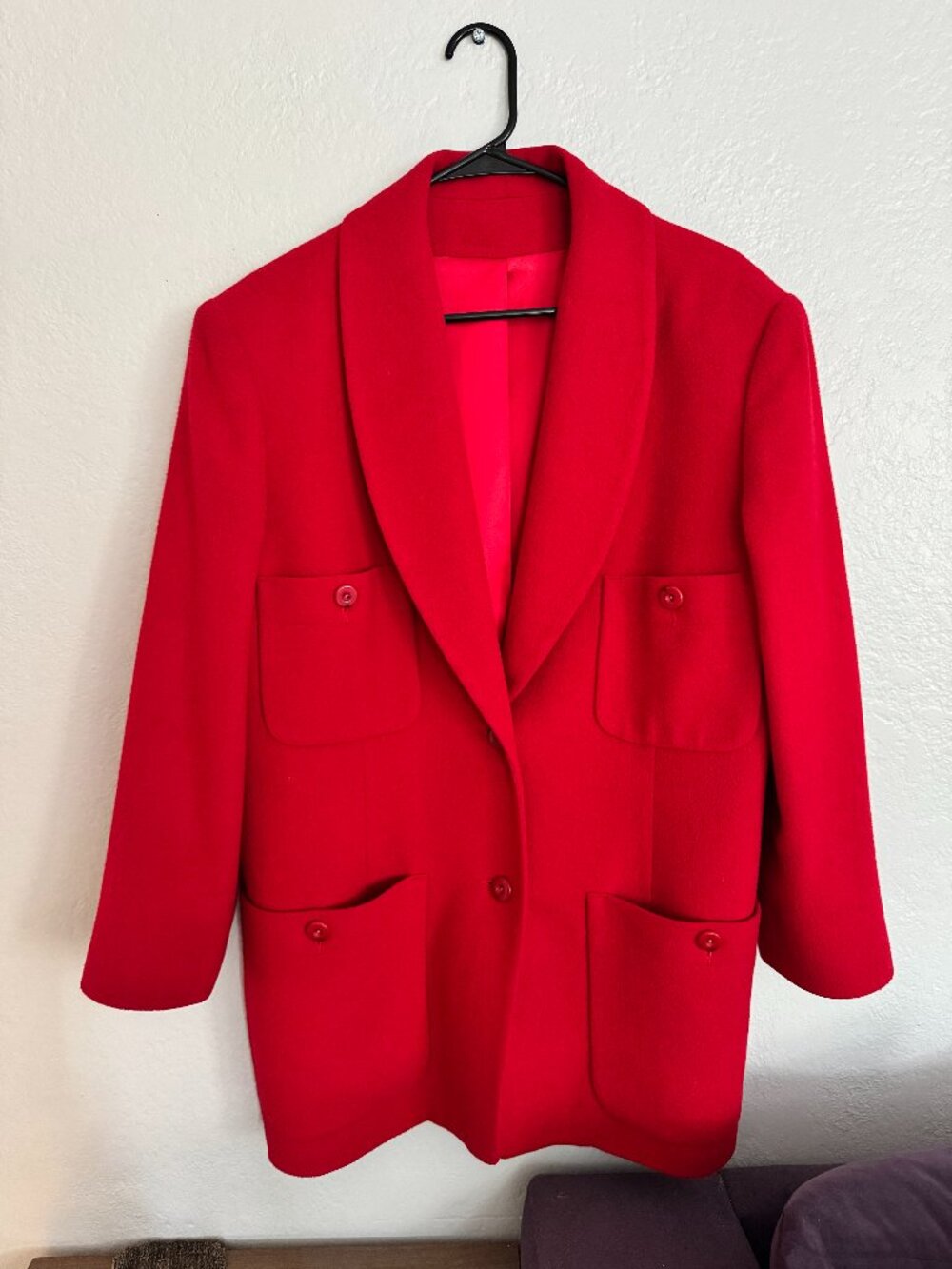 Nordstrom Gallery 100% Camel Hair overcoat red 1980s style vintage Large